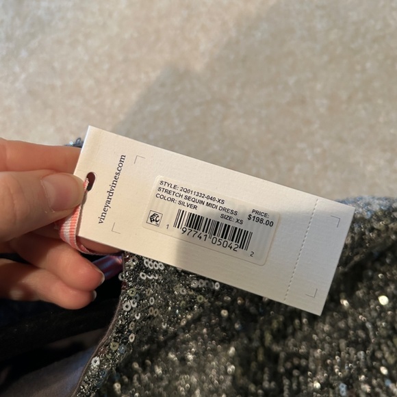 Vineyard Vines Silver Sequin Midi Dress XS - Picture 2 of 2